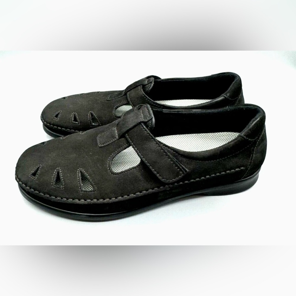 SAS Roamer Slip On Loafer Comfort Shoes Black Nubuck Womans sz 11 Orig $195